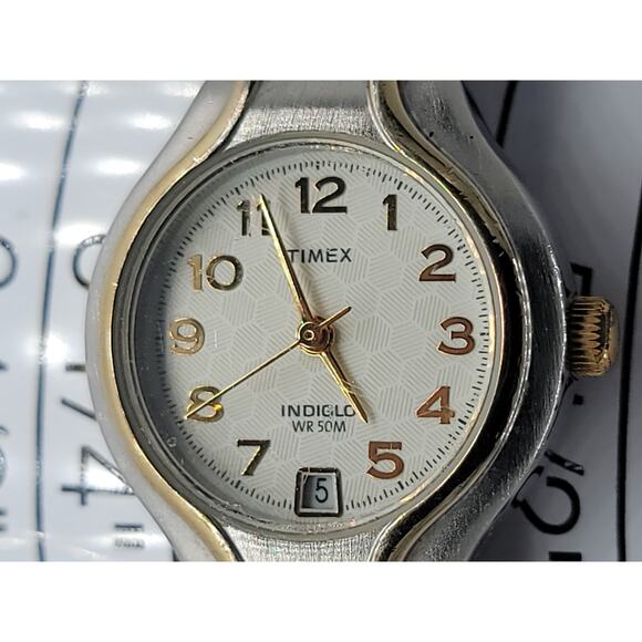 Timex Indiglo Women's Watch – Elegant Two-Tone with Date Feature